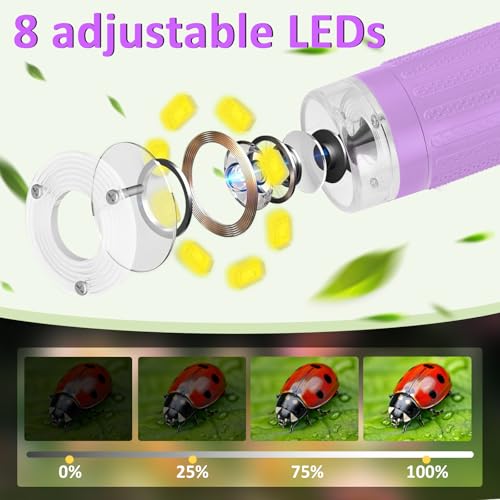 Microscope for Kids 3" IPS Screen Digital Microscope 1000X Magnification 1080P Handheld Microscope with 8 LEDs and 32MB Memory USB Pocket Microscope for PC/Mac