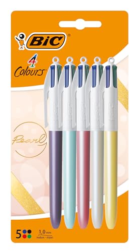 BIC 4 Colours Pearl Multicolor Kugelschreiber, 5er-Pack
