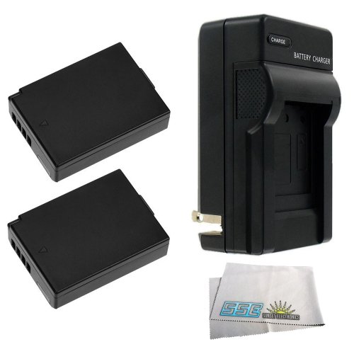 2 Pack Replacement LP-E10 Battery Pack, Rapid 110/220V 1 Hour Home & Car Charger, SSE Microfiber Cleaning Cloth For The Canon EOS Rebel T3, T5, 1100D, 1200D, Kiss X50, Kiss X70 Digital SLR Camera