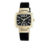 Nine West Black Strap Watch with Goldtone Modern Shaped TV Case