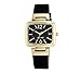 Nine West Black Strap Watch With Goldtone Modern Shaped TV Case
