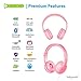 ONANOFF BuddyPhones Play, Wireless Bluetooth Volume-Limiting Kids Headphones, 18-Hour Battery Life, 4 Volume Settings, Anti-Allergic Earpads, BuddyCable for Sharing, Pink
