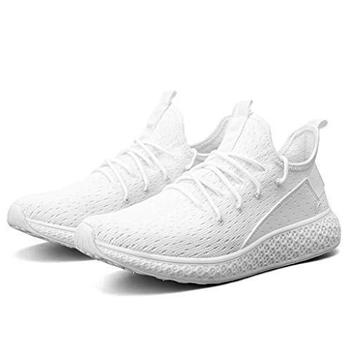Mysky Popular Men Casual Solid Color Outdoor Walking Shoes Male Comfy Breathable Running Sports Shoes Sneakers White