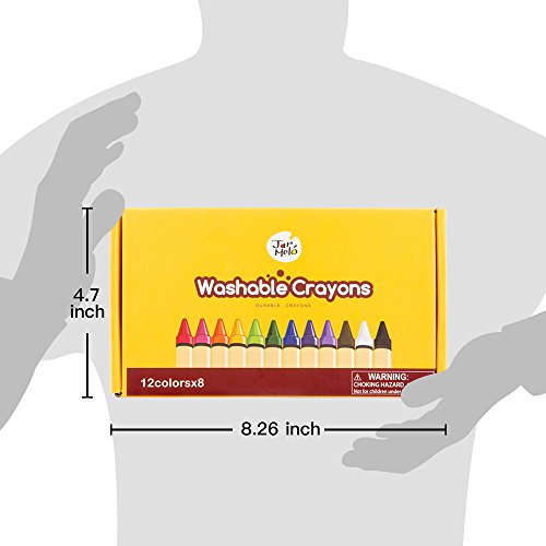 Bulk Buy: Jar Melo Washable Crayons 12 Colors- 8 Packs; Durable Crayons; Non Toxic; Art Tools