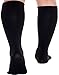 LISH Plain Jane Wide Calf Compression Socks - Graduated 15-25 mmHg Knee High Plus Size Support Stockings (Black, M/L)