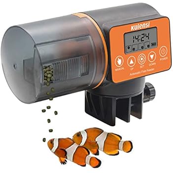 KUIENSI Automatic Fish Feeder, Vacation Fish Food Dispenser for Aquariums with Moisture-Proof System, Accurate Feeding Suitable for Granulated Flakes and Other Fish Foods