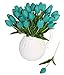 ALIERSA Artificial Flowers 10 Heads Mini Real Touch Artificial Tulip for Home Wedding Party Centerpiece Decoration (Dark Teal)