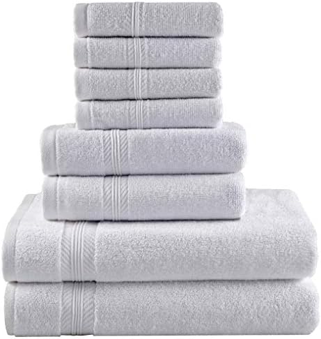 Premium Hotel Quality, 8 Piece Bathroom Towel Set; 2 Bath Towels, 2 Hand Towels, and 4 Washcloths - 100% Ringspun Cotton, Ultra Softness & Absorbency by American Bath Towels, Cotton White
