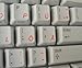 GERMAN KEYBOARD STICKERS WITH RED LETTERING ON TRANSPARENT BACKGROUND