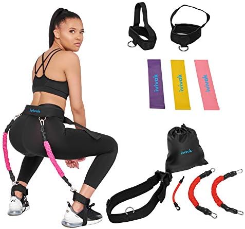 IvivaK Booty Belt Resistant Full Workout Guild with Leg Band Set for Core, Glue and Hip Training Levels Resistance Butt Lifter and Leg Workout | Super Effective Hip & Butt Exercise Bands and Fitness