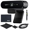 Logitech BRIO UHD 4K Webcam: (960-001105) with RightLight 3 and HDR Technology + Bundle Kit