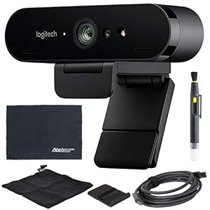Logitech BRIO UHD 4K Webcam: (960-001105) with RightLight 3 and HDR Technology + Bundle Kit