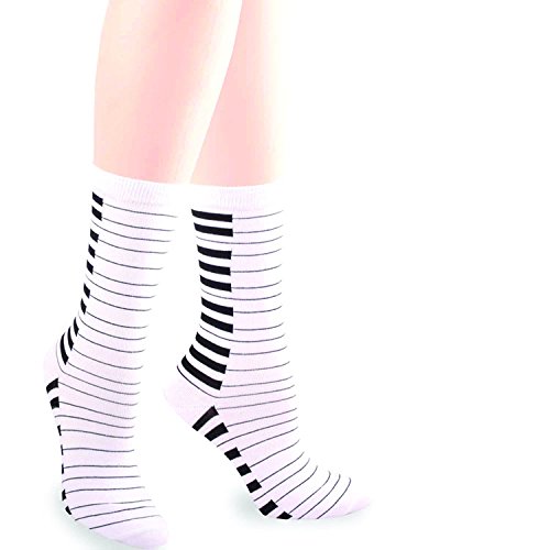TeeHee Music Cotton Crew Socks for Women and Men 3-Pack (9-11, Piano Key) - Thumbnail 2