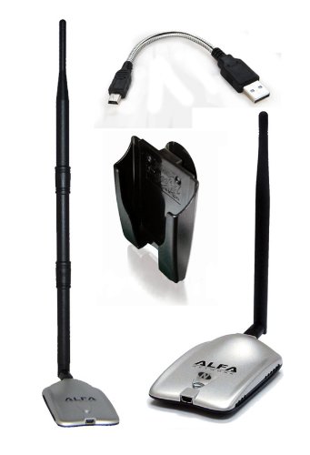 Alfa AWUS051NH 500mW High Gain 802.11a/b/g/n high power Wireless USB A / B / G / N Wireless WiFi Network adapter With a 5dBi and 9dBi Rubber Antenna, Mini bendable Flex cable and Suction cup / Clip Window Mount - High speed Up to 300 Mbps - With Hot Swap Support