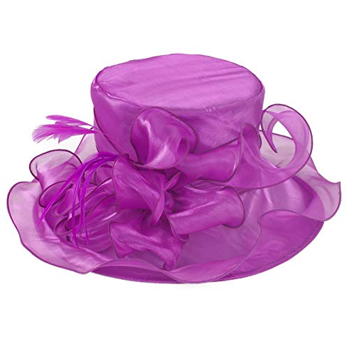 Women Dress Hats for Kentucky Derby Day, Party,Wedding Cloche Bowler Fascinators Fancy Hat (SS-Violet)