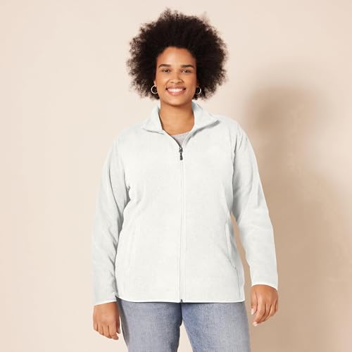 AMAZON ESSENTIALS WOMEN’S CLASSIC-FIT FULL-ZIP POLAR SOFT FLEECE JACKET (AVAILABLE IN PLUS SIZE), LIGHT GREY HEATHER, 5X