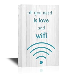 Canvas Wall Art - All You Need is Love and WiFi - Gallery Wrap Modern Home Art | Ready to Hang - 12x18 inches