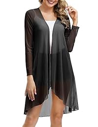 Porda chaqueta de dama abierta frente Drape Duster alto bajo dobladillo Maxi manga larga Cardigan (S-2XL)