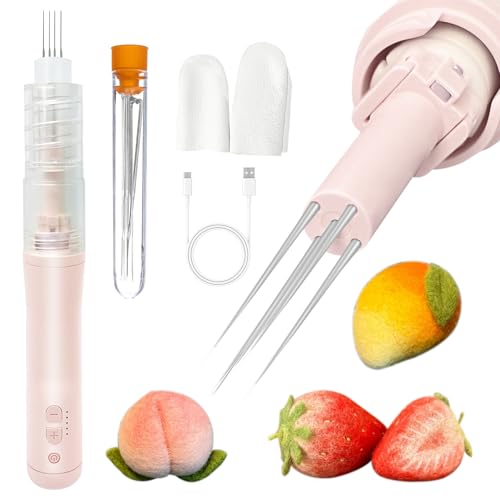 Electric Felting Machine Needles,Needle Felting Machine for Quick Felting,with 1-5 Needles and Speed Control,Automatic Tools for DIY Dry Wool Craft Needlework Equipment (Pink)