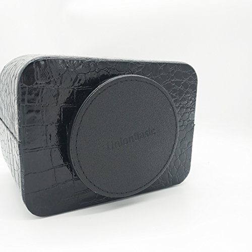 UnionBasic PU Leather Crocodile Pattern 360 Degrees Rotatable Remote Control/Controller Organizer, Spinning TV Guide/Mail/Media Desktop Organizer Caddy Holder (Crocodile Black)