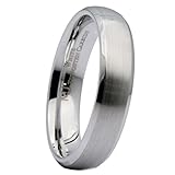 5mm White Tungsten Carbide Brushed Curved With Polished Edges Wedding Band Ring