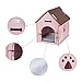 Ollieroo Dog House Crate Wooden Kennel Indoor Condo for Small Dogs Cats Pet Home with Door and Bed Mat Pink with Brown