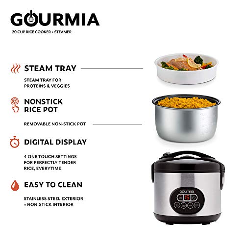 Gourmia GRC770 12 Cup Rice Cooker and Steamer For Grains and Hot Cereal