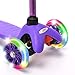 ChromeWheels Scooter for Kids, Deluxe 4 Adjustable Height 3 Wheels Glider with Kick Scooters, Lean to Steer with LED Flashing Light for Kids 3-6 Years Old Girls Boys Toddlers, Purple