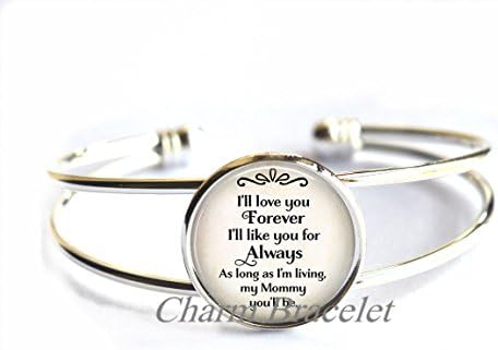 Charm Bracelet, Dainty Bracelet, Delicate Bracelet,I'll love you Forever I'll like you for Always Mother's Day Bracelet, Mother's Day jewelry gift for Mom Mother's Day gift Mommy Bracelet-ZE101