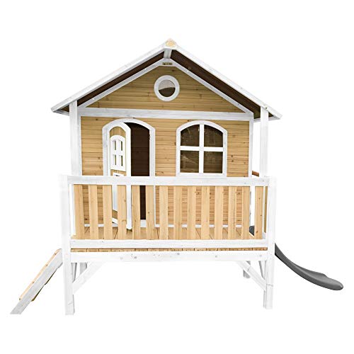 Beauty.Scouts Holzspielhaus Vegard mit Veranda + Leiter + Rutsche 212x349x233cm aus Holz in weiß braun aus Holz… – Bild 8