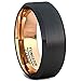 Duke Collections 8mm Two Tone Black Rose Gold Tungsten Ring Matte Brushed Surface Beveled Edge Mens Wedding Band Tungsten Carbide Comfort Fit (9)