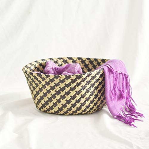 Seagrass Wicker Basket Flower Pot Folding Basket Dirty Basket Storage Decoration (C, 27×24cm) - Thumbnail 4