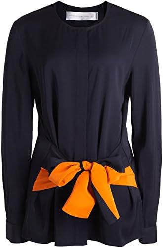 Victoria Victoria Beckham Women's Contrasting Waist Tie Blouse Navy 6