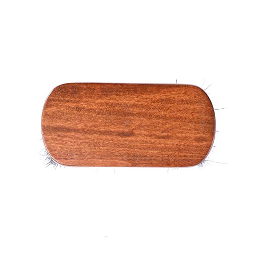 Jscarlife Horsehair Shoe Shine Brush - 100% Soft Genuine Horse Hair Bristles - Unique Concave Design Wood Handle - Comfortable Grip, Anti Slip - for Boots, Shoes & Other Leather Care