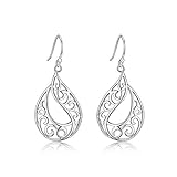 Sterling Silver Filigree Dangle Drop Leaf Earrings For Sensitive Ears By Renaissance Jewelry