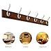 Homfa Bamboo Hook Rack with 6 Dual Scroll Wall Hanger Hooks for Jackets, Coats, Hats, Scarves Retro color