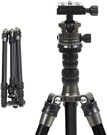 miliboo Lightweight Carbon Fiber Camera Video Travel Portable Tripod with 360 Degree Fluid Ball Head,1/4" Quick Release Plate