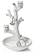 Beth Marie Luxury Boutique Owl Ring Holder Tree Dish, White with Real 24K Gold Plating, Ceramic Engagement & Wedding Ring Holder