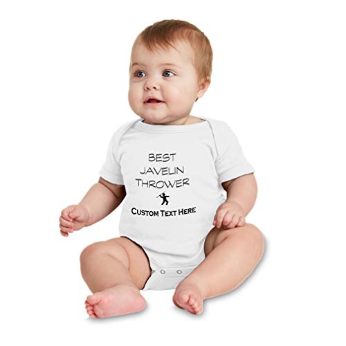 Custom Personalized Boy & Girl Baby Bodysuit Best Javelin Thrower Sport Funny Cotton Baby Clothes White Personalized Text Here 6 Months