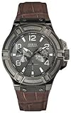 GUESS Men's U0040G2 Standout Sport Casual Brown Crocodile-Grained Leather Strap Watch