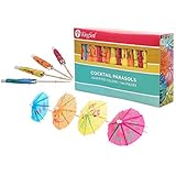 KingSeal Umbrella Parasol Cocktail Picks, Cupcake Toppers, 4 Inch, Assorted Colors - 1 pack of 144 each