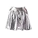 HDE Women's Shiny Liquid Metallic Wet Look Flared Pleated Skater Skirt Silver - M