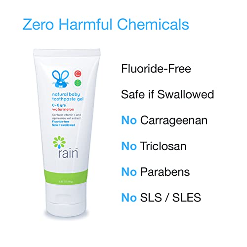 Rain Natural Baby Fluoride Free Kids Toothpaste Gel Safe to Swallow