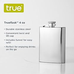 True Silver Flask Screw Top for Alcohol-Liquor Men