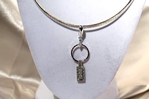 Gold and diamond pendant with solid 14K white gold and vintage diamond pendant from the 20s on Omega Sterling silver and gold chain