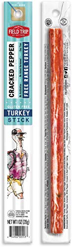 Field Trip Turkey Jerky Sticks | Keto Gluten Free Jerky, Low Carb, Healthy High Protein Snacks with No Nitrates, Made with All Natural Ingredients | Cracked Pepper | Cracked Pepper | 10 Pack