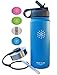 Smart Flask Stainless Steel Water Bottle, 18 Oz., Vacuum Insulated, Includes Leakproof Metal Lid, and Convenient Straw Cap. Fits in most car cup holders. (Caribbean Blue)