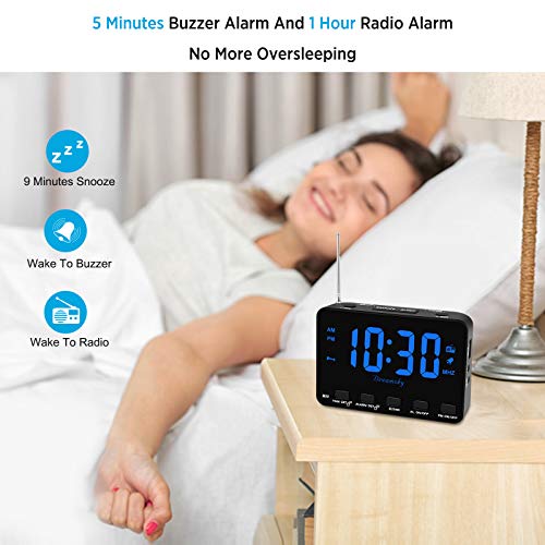 DreamSky Alarm Clock Radio for Bedroom Small Digital Clock with USB