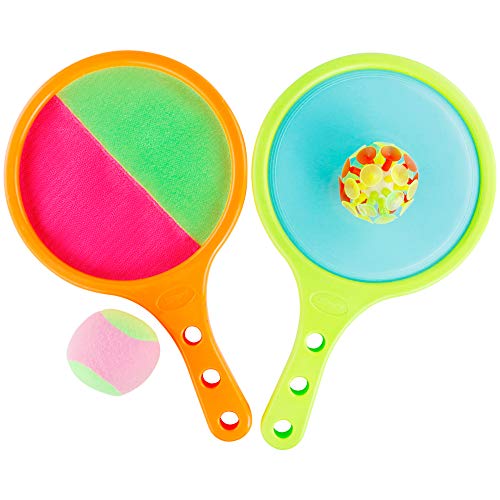 Toss Game Catch Ball 2 in 1 Paddle with Sticky Ball and Suction Cup Ball Sport Toys Play Set Outdoor Indoor Yard Beach Camping Party Gift for Kids Adults Toddlers Girls Boys Age 3 4 5 6 7 8 Years