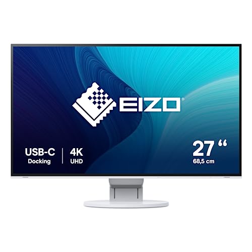 EIZO FlexScan EV2785-WT 68,5 cm (27 Zoll) Ultra-Slim Monitor (HDMI, USB 3.1 Hub, USB 3.1 Typ C, DisplayPort, 5 ms Reaktionszeit, Auflösung 3840 x 2160 (4K UHD)) weiß